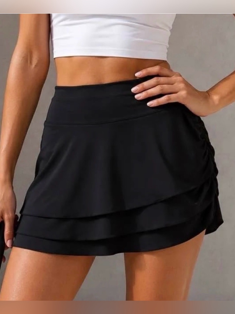 JoyLab Black Tiered Ruffle Active Skort XS